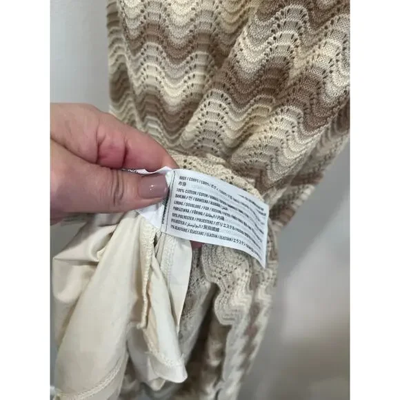 Hollister Crochet Knit Neutral Chevron Boho Festival Midi Dress Size XS - Picture 9 of 11